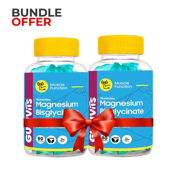 Bundle Pack - Gumvits Magnesium Bisglycinate (Magnesium Glycinate) 200mg Gummies, 60 Ct