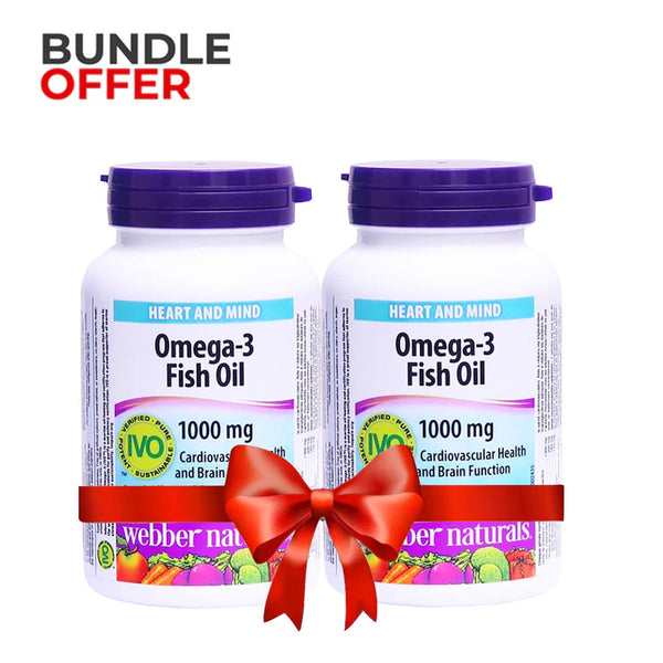 Bundle Pack - Webber Naturals Omega-3 Fish Oil 1000mg, 60 Ct