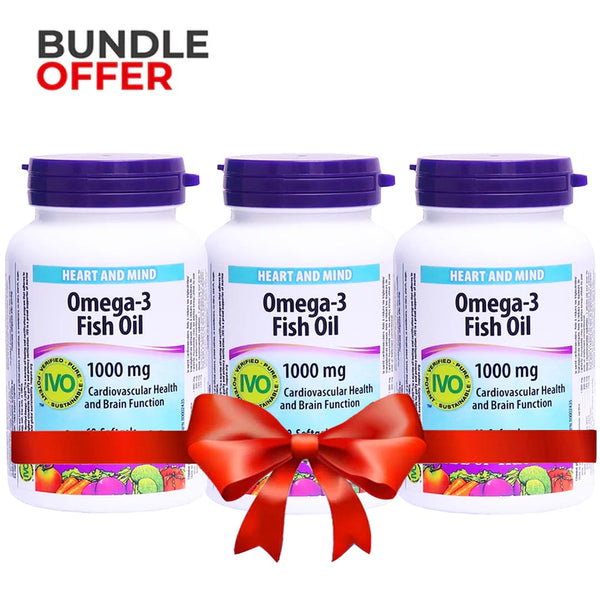 Bundle Pack - Webber Naturals Omega-3 Fish Oil 1000mg, 60 Ct