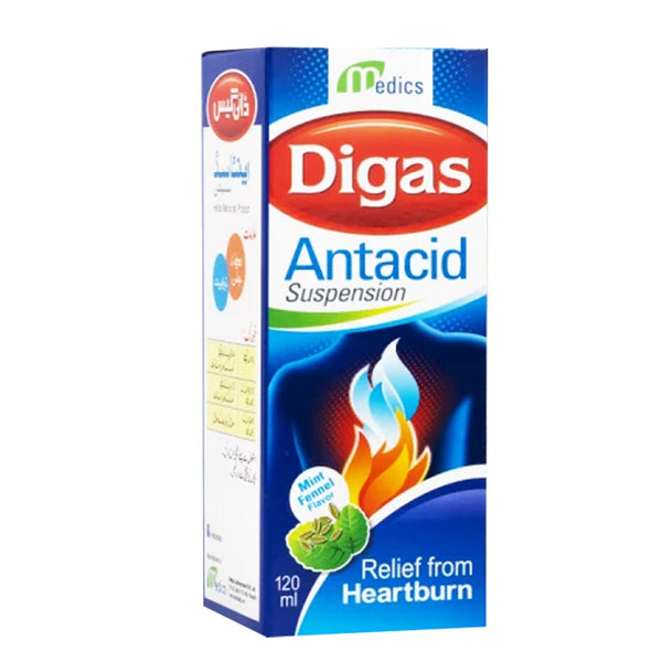 Digas Antacid Suspension, 120ml - Medics