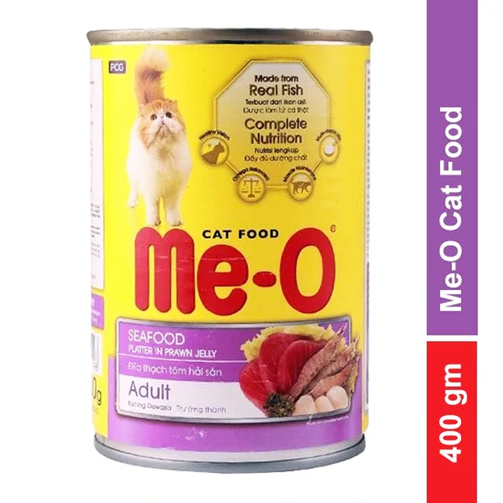 Buy Me-O Canned Adult Cat Food - SeaFood Platter in Prawn Jelly, 400g ...