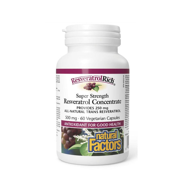 Natural Factors ResveratrolRich Super Strength Resveratrol Concentrate 500mg, 60 Ct