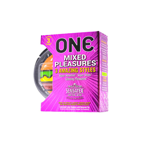 One Mixed Pleasure Condoms, 3 Ct