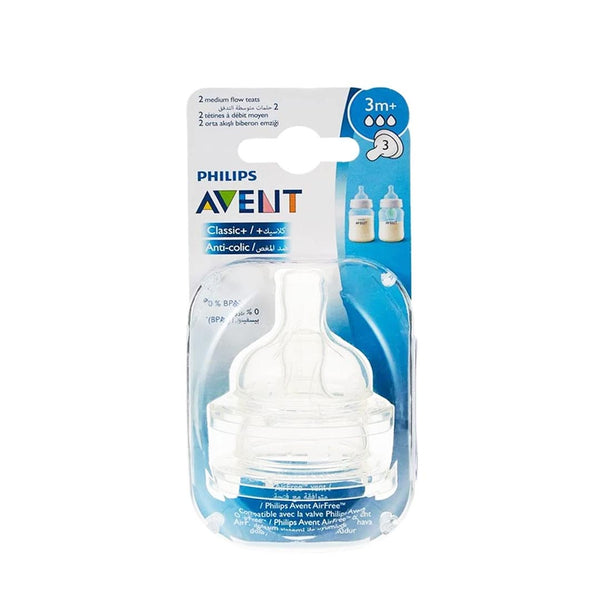 Philips Avent Classic+ Anti-colic Teats 3m+, 2 Ct