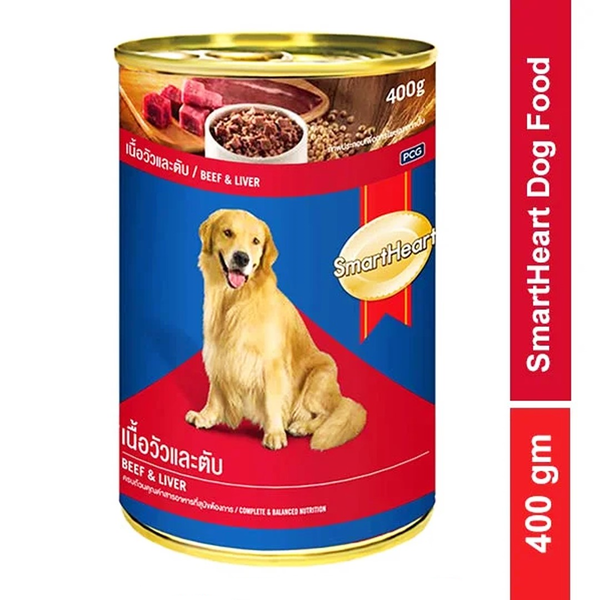 SmartHeart Canned Adult Dog Food - Beef & Liver, 400g