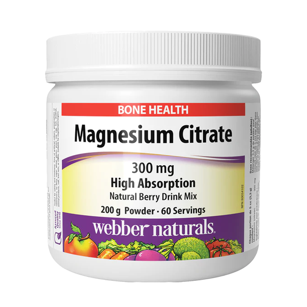 Webber Naturals Magnesium Citrate Powder 300mg, 200g