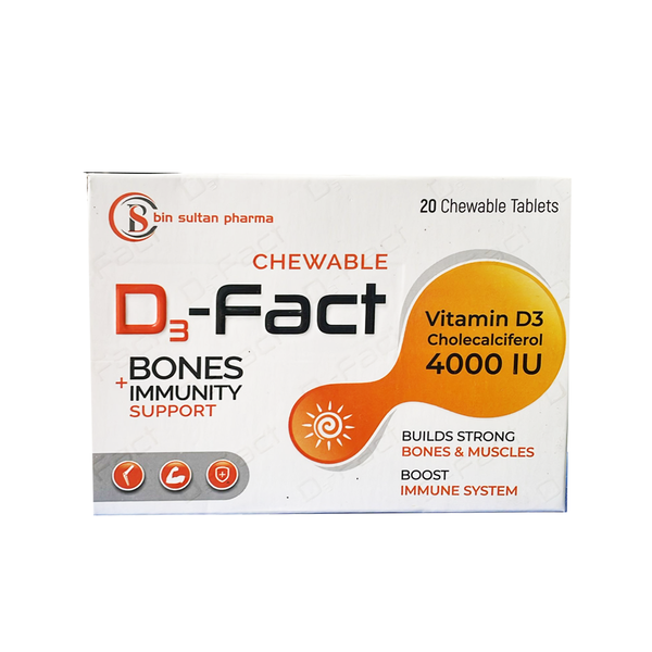 D3-Fact Chewable Vitamin D3 4000 IU, 20 Ct - Bin Sultan Pharma