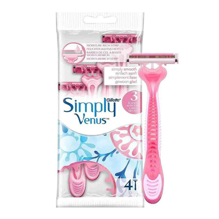 Gillette Simply Venus 3 Blades Women Disposable Razor, 4 Ct - My Vitamin Store