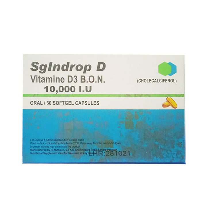 SgIndrop D Softgel Capsule (Vitamin D3 10,000 IU), 30 Ct - Neutro Pharma - My Vitamin Store