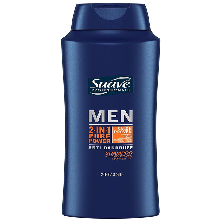 Suave Men 2 in 1 Pure Power Anti Dandruff Shampoo + Conditioner with Pyrithione Zinc, 828ml - My Vitamin Store