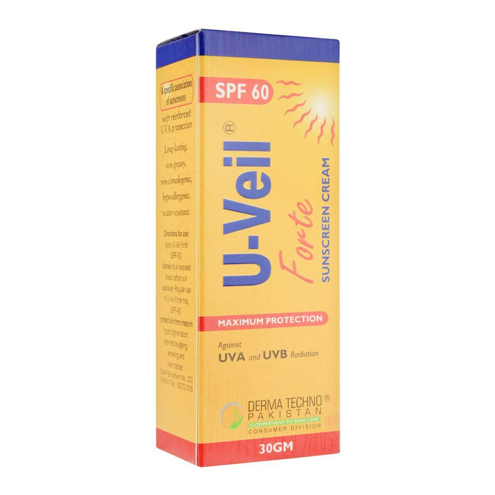 U-Veil Forte Sun Screen Cream SPF 60, 30g - Derma Techno - My Vitamin Store